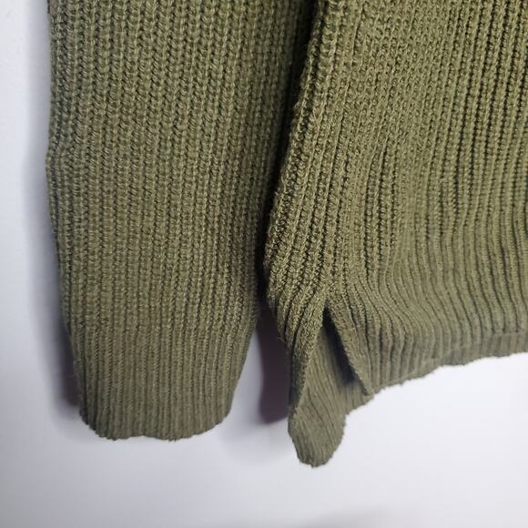 Madewell Thompson Pocket Pullover Sweater Olive Green Pullover Ribbed Women's XS - Picture 7 of 14